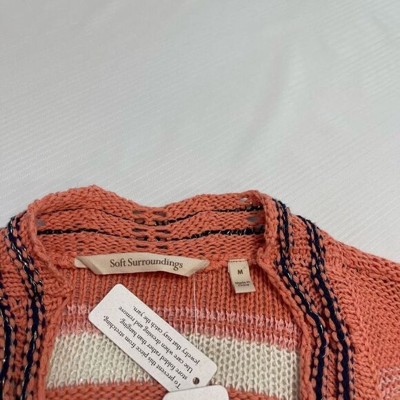 NWT Soft Surroundings Emberglow Stripes Cardigan Sweater Size Medium New - Picture 5 of 11